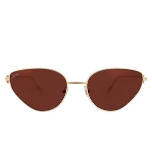 Cartier Women's Cat Eye Sunglasses with Gold Frame and Brown Lenses